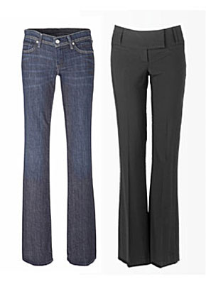 Облегающие в бёдрах и слегка расклешённые в нижней части брюки – самый оптимальный вариант для женщин с типом фигуры Груша.