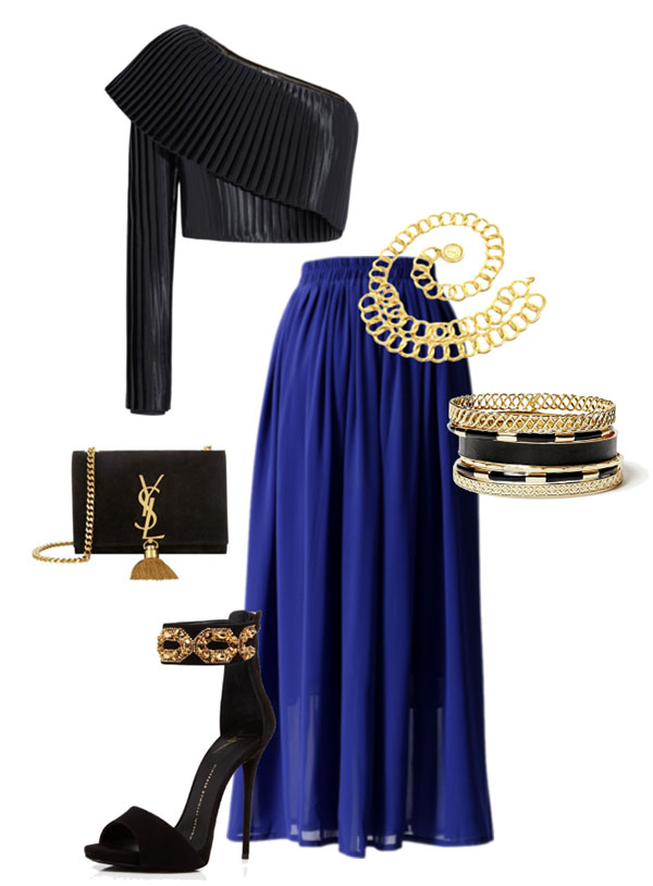 Сочетание синего и черного цвета в одежде