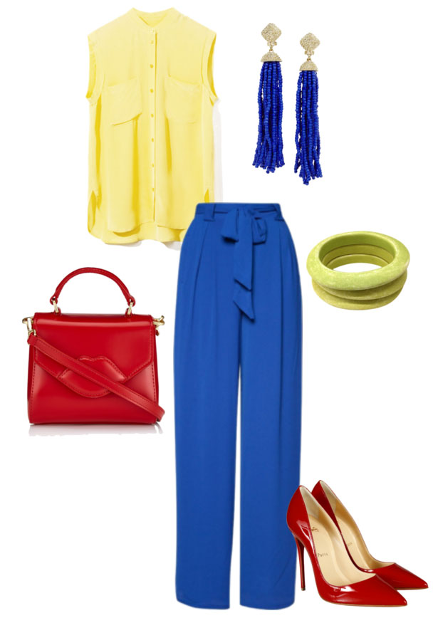 Сочетание синего и жёлтого цвета в одежде