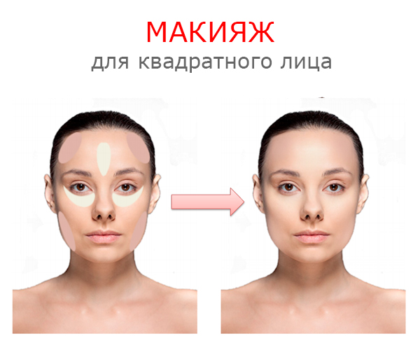 макияж для квадратного лица